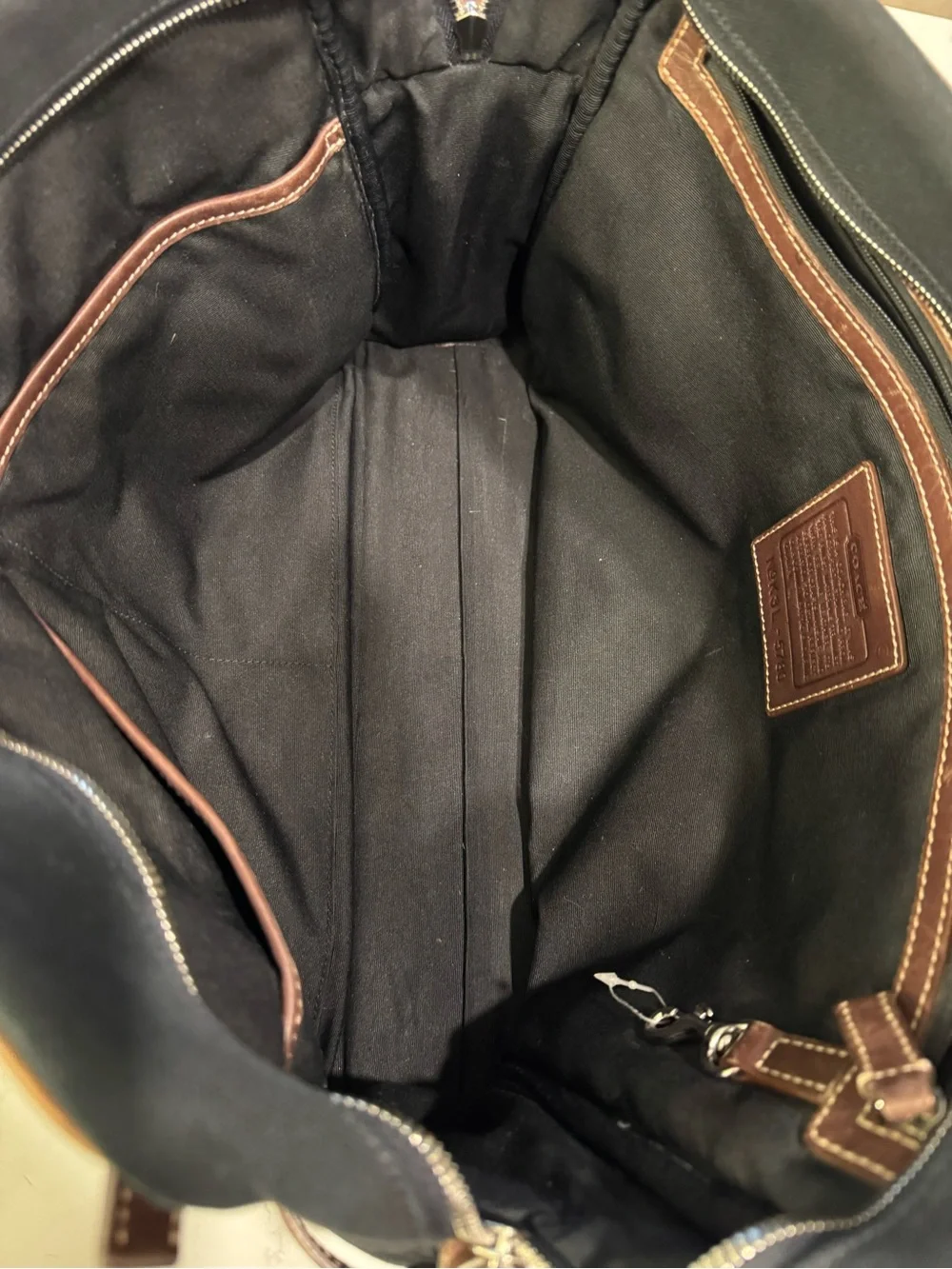 Coach Black Canvas Briefcase with Brown Leather Trim